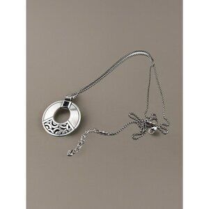 BRIGHTON “Bloc Haus” Silver-Plated Crystal Revers. 38” Pendant Necklace w Pouch